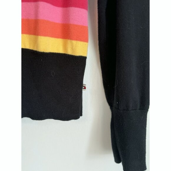 Tommy Hilfiger Womens Large Retro Y2K Colorful Stripe Hoodie Zip Knit Jacket - Picture 3 of 9